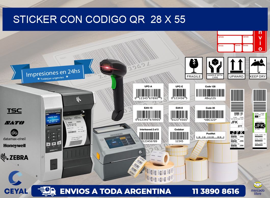 STICKER CON CODIGO QR  28 x 55