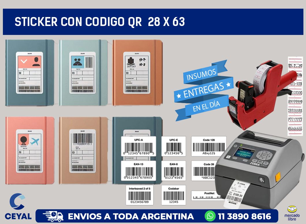 STICKER CON CODIGO QR  28 x 63