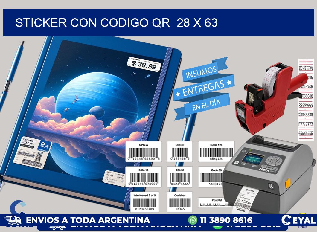 STICKER CON CODIGO QR  28 x 63