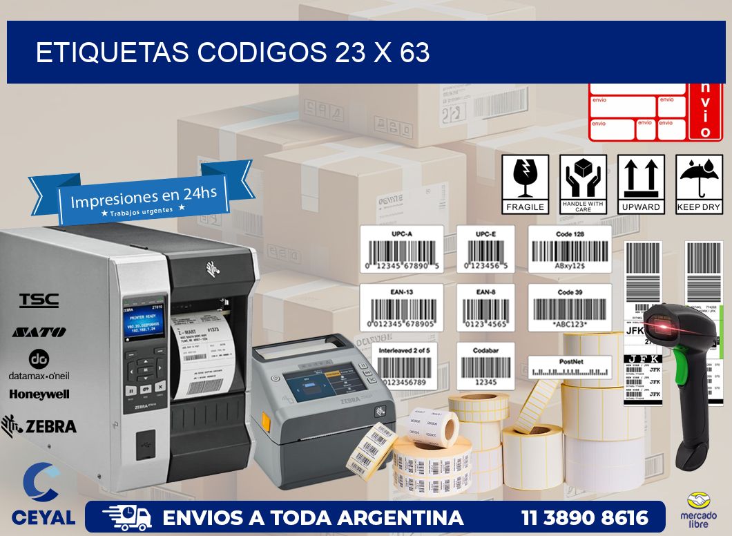 etiquetas codigos 23 x 63