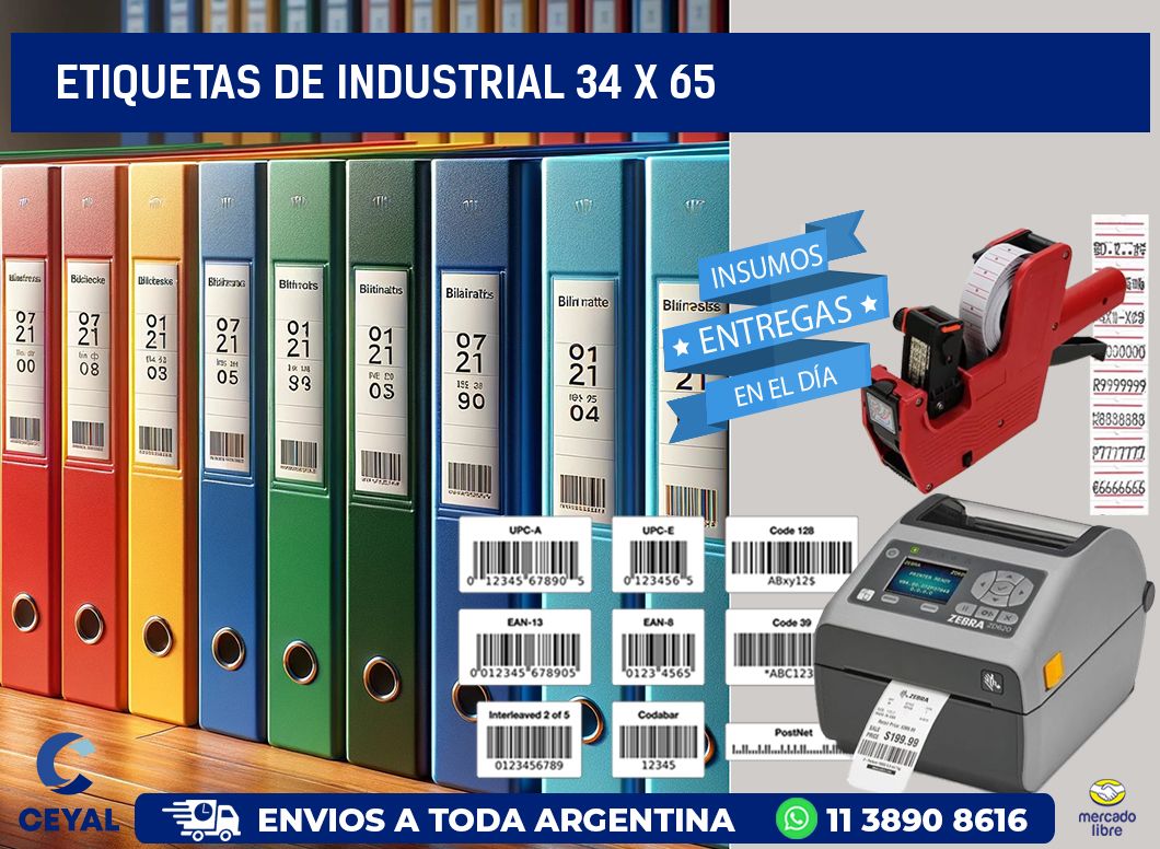 etiquetas de industrial 34 x 65