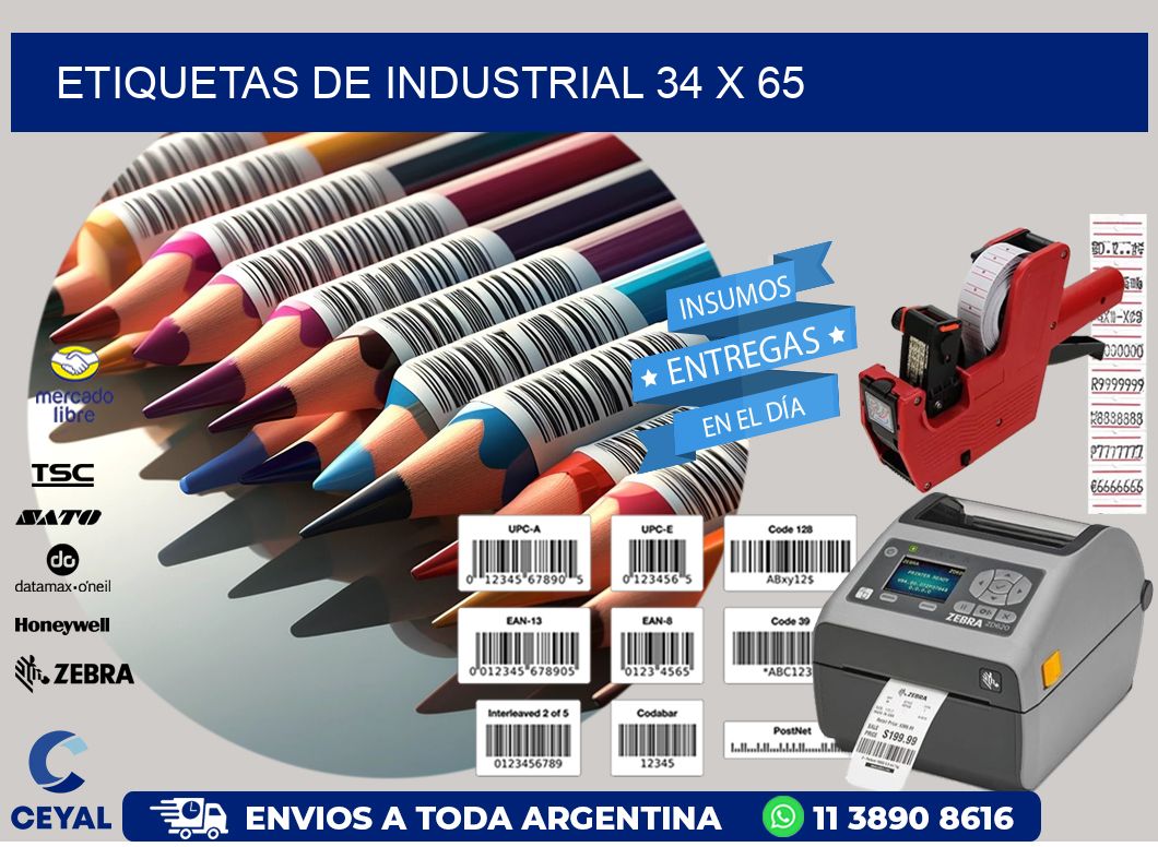 etiquetas de industrial 34 x 65