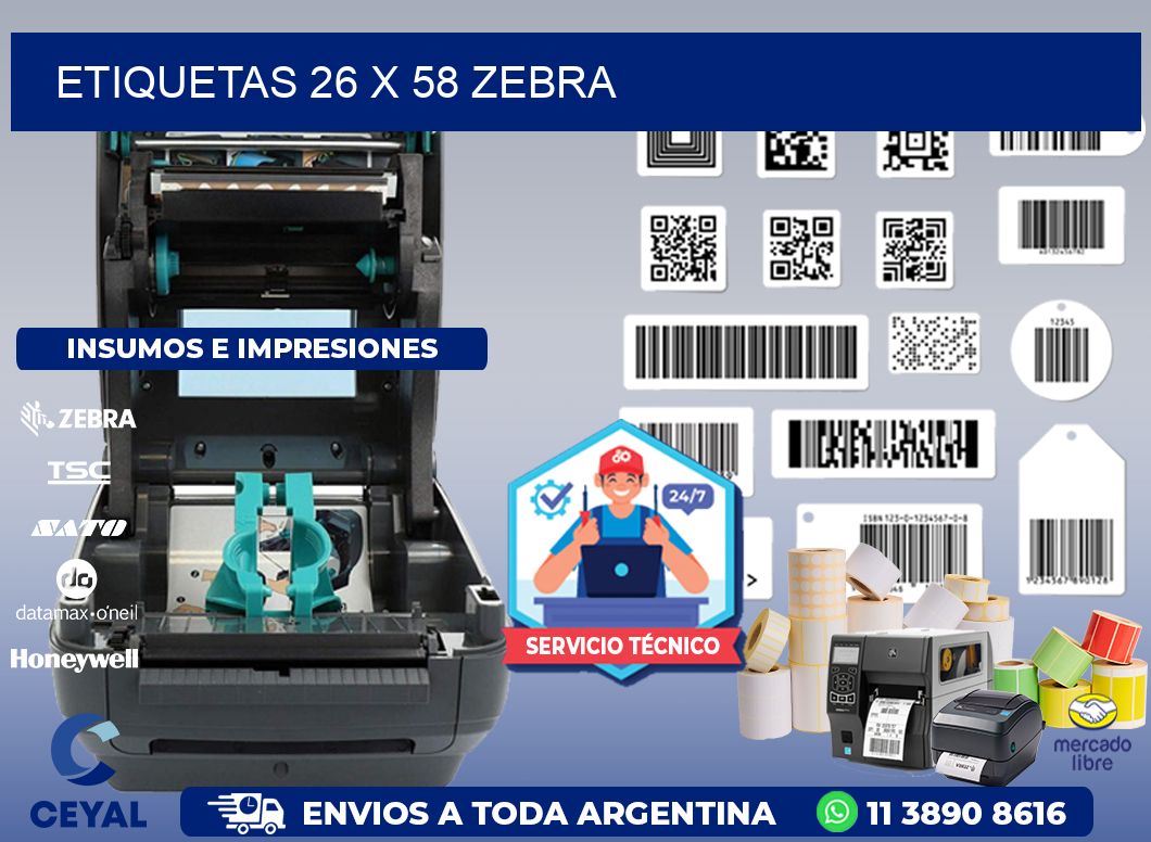 ETIQUETAS 26 x 58 ZEBRA