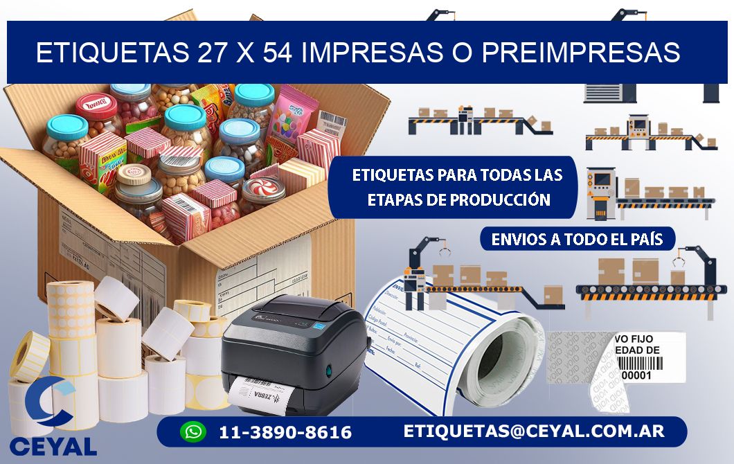 ETIQUETAS 27 x 54 IMPRESAS O PREIMPRESAS