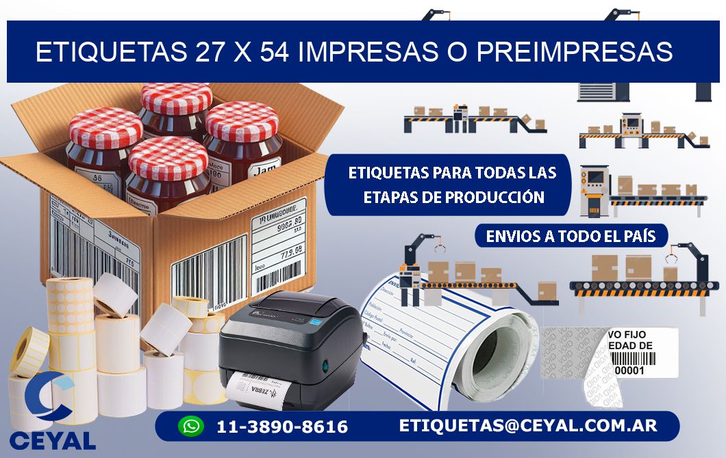 ETIQUETAS 27 x 54 IMPRESAS O PREIMPRESAS