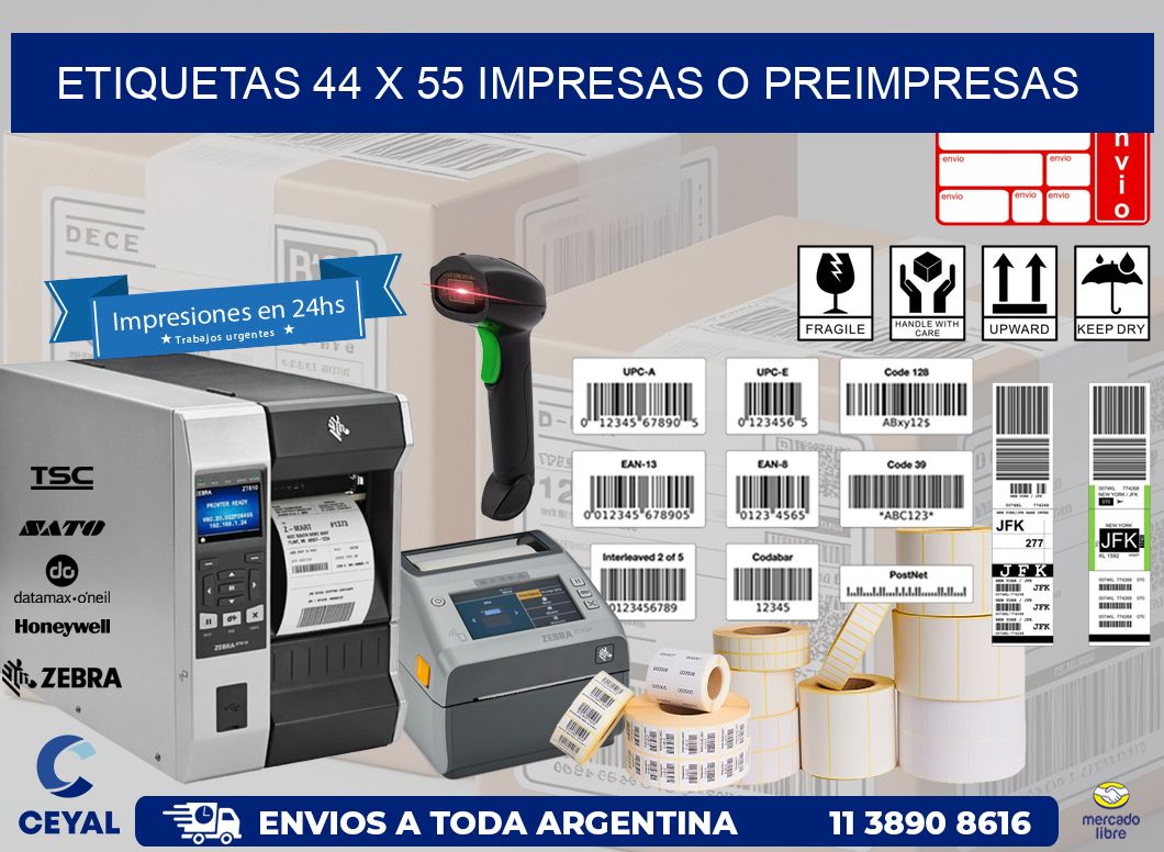 ETIQUETAS 44 x 55 IMPRESAS O PREIMPRESAS