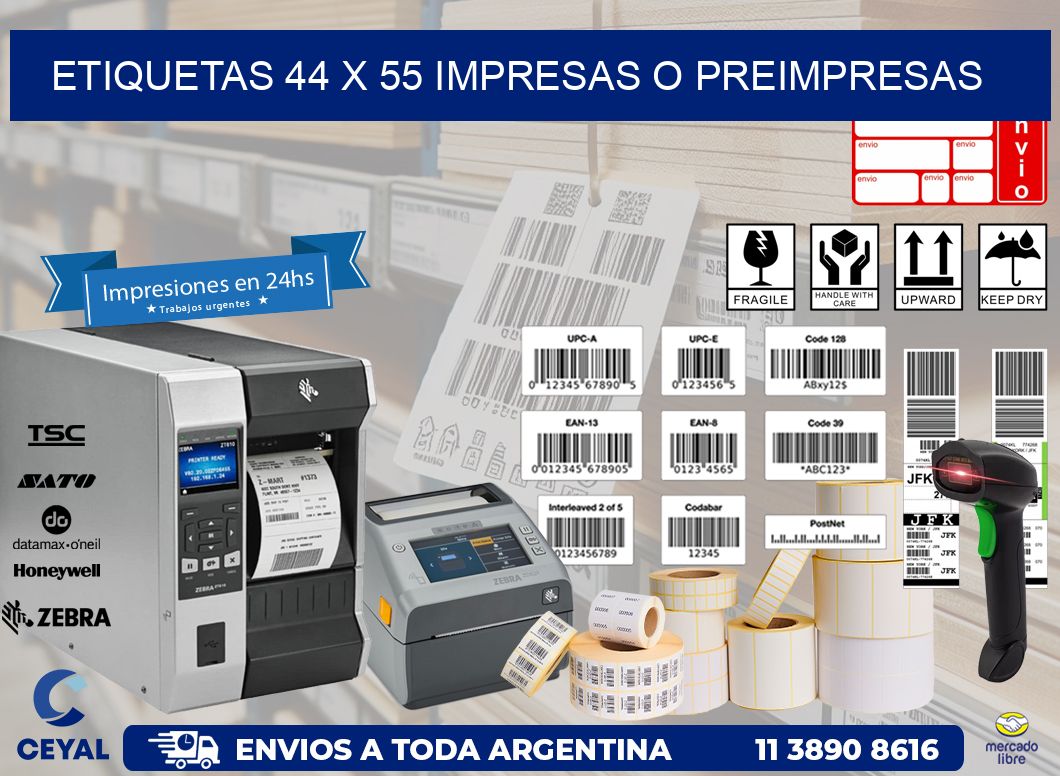 ETIQUETAS 44 x 55 IMPRESAS O PREIMPRESAS