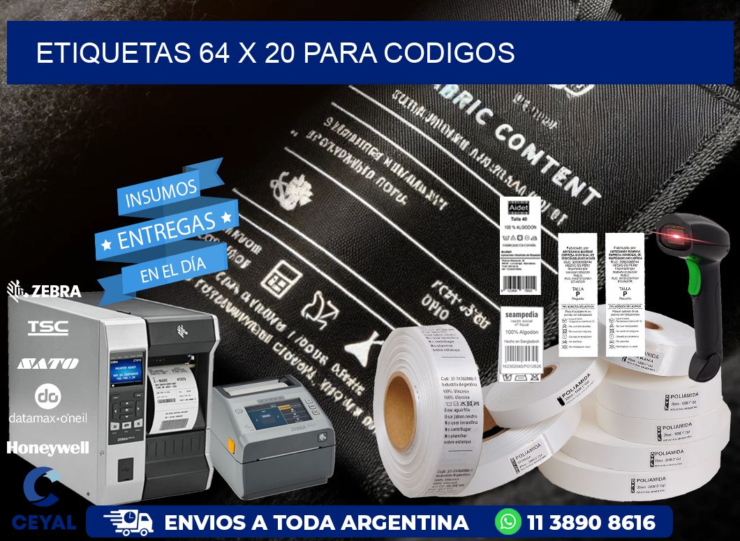 ETIQUETAS 64 x 20 PARA CODIGOS