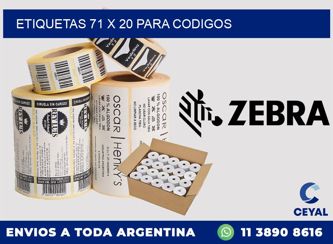 ETIQUETAS 71 x 20 PARA CODIGOS