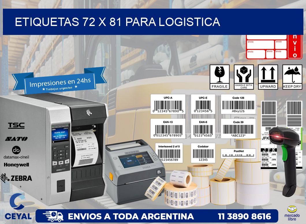 ETIQUETAS 72 x 81 PARA LOGISTICA