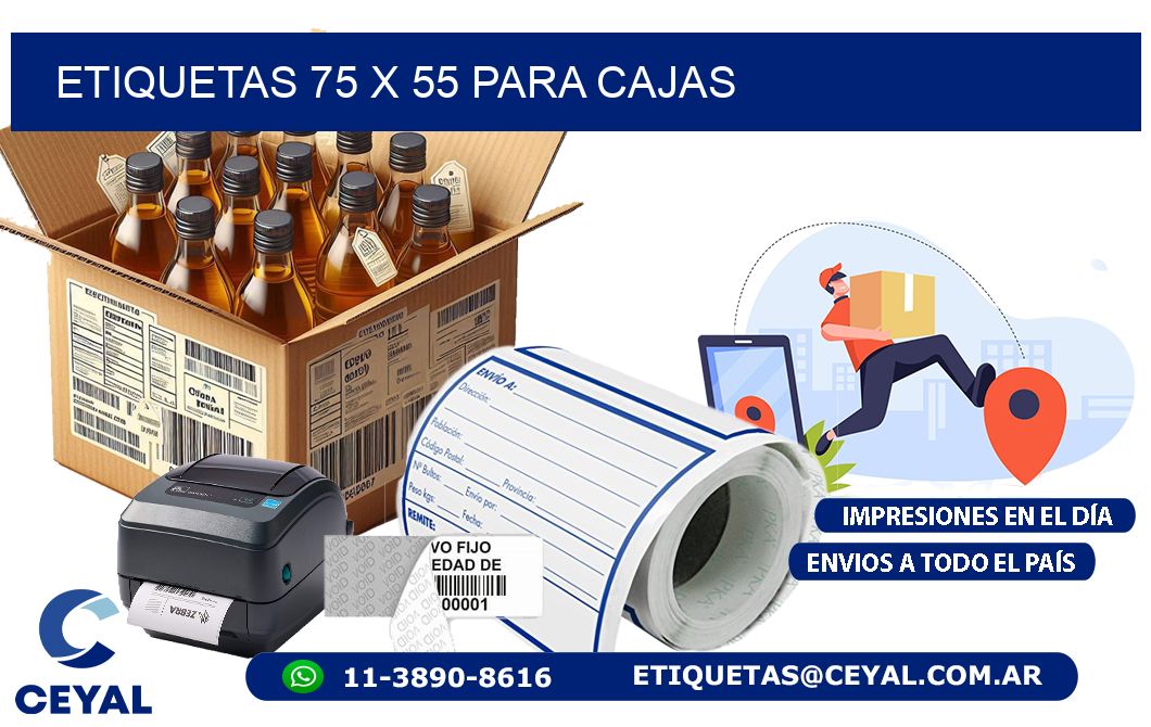 ETIQUETAS 75 x 55 PARA CAJAS