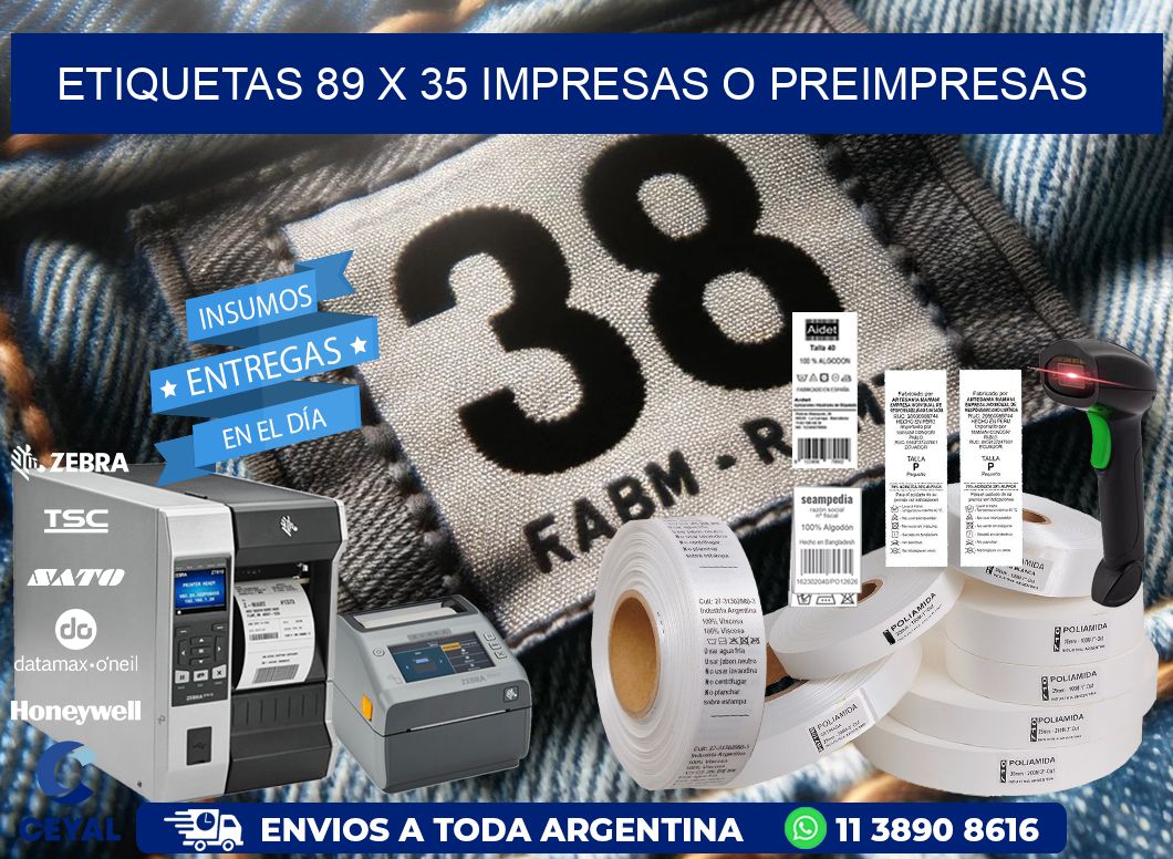 ETIQUETAS 89 x 35 IMPRESAS O PREIMPRESAS