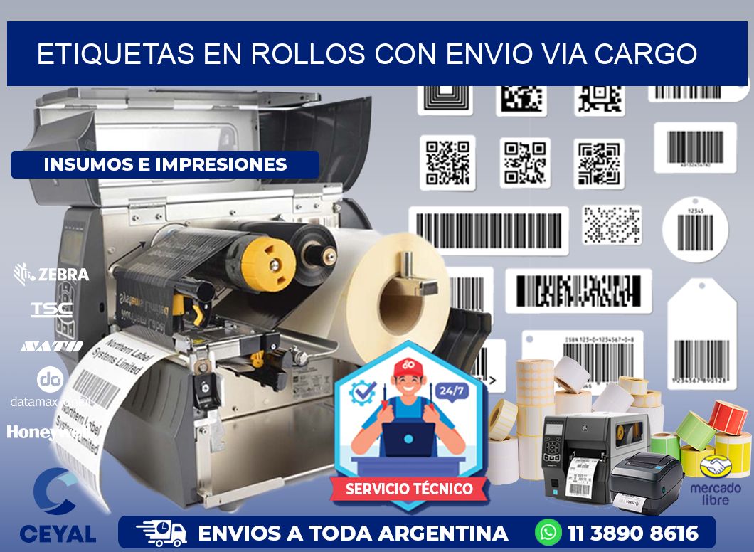 ETIQUETAS EN ROLLOS CON ENVIO VIA CARGO