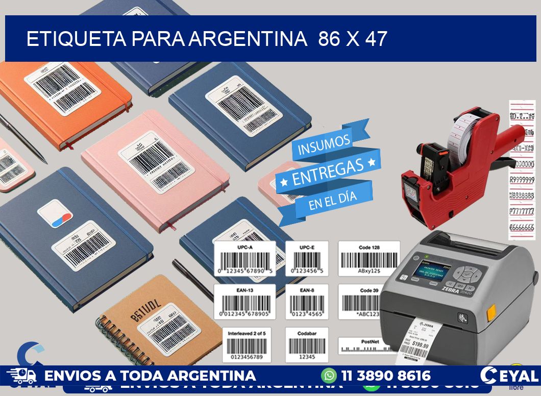 etiqueta para Argentina  86 x 47