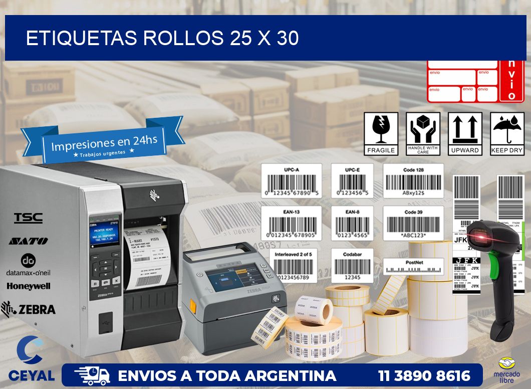 etiquetas rollos 25 x 30