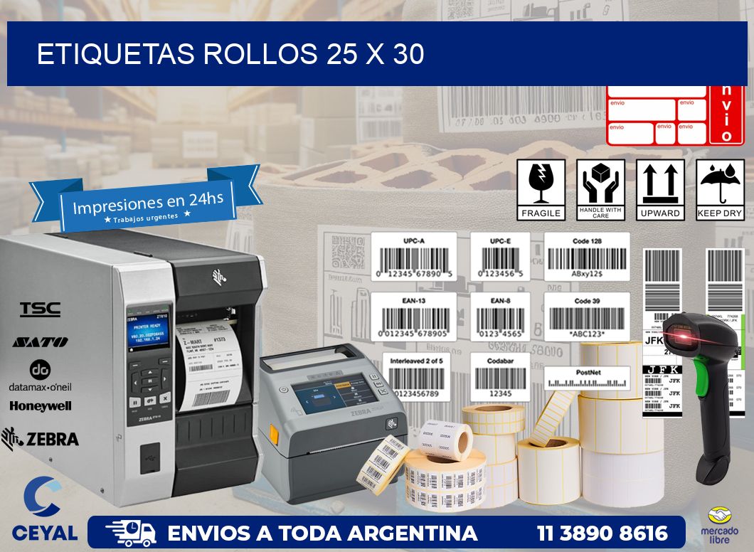 etiquetas rollos 25 x 30