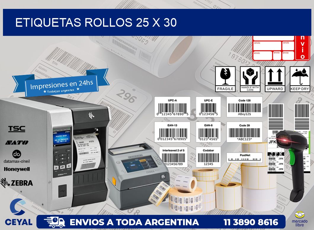 etiquetas rollos 25 x 30