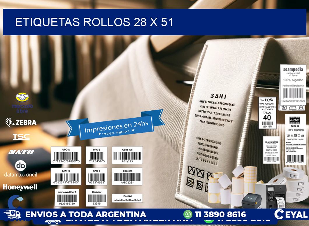 etiquetas rollos 28 x 51