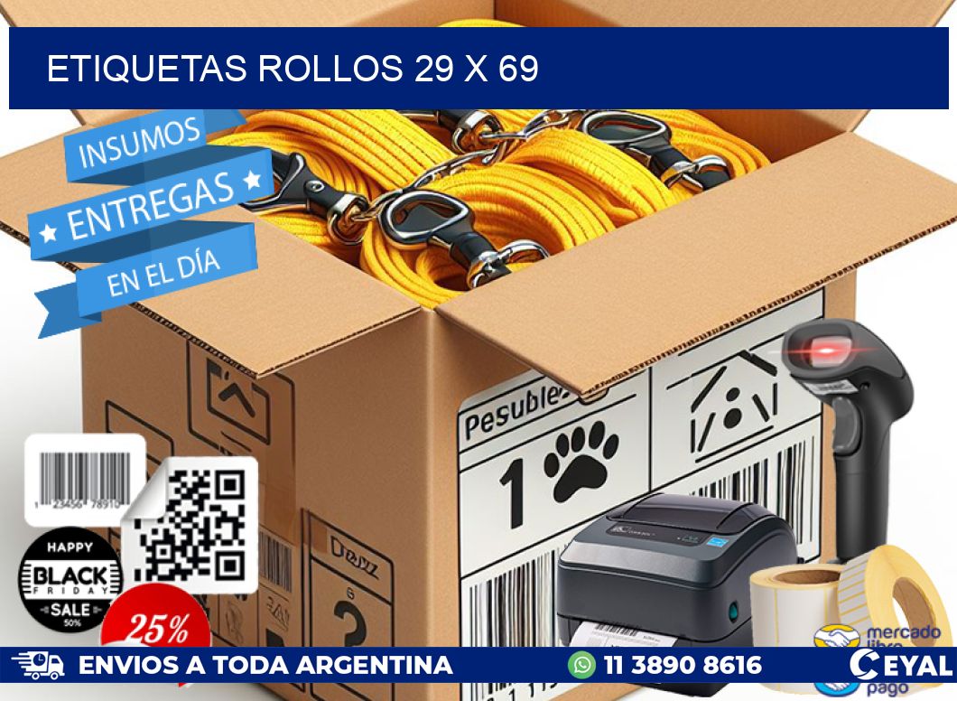 etiquetas rollos 29 x 69