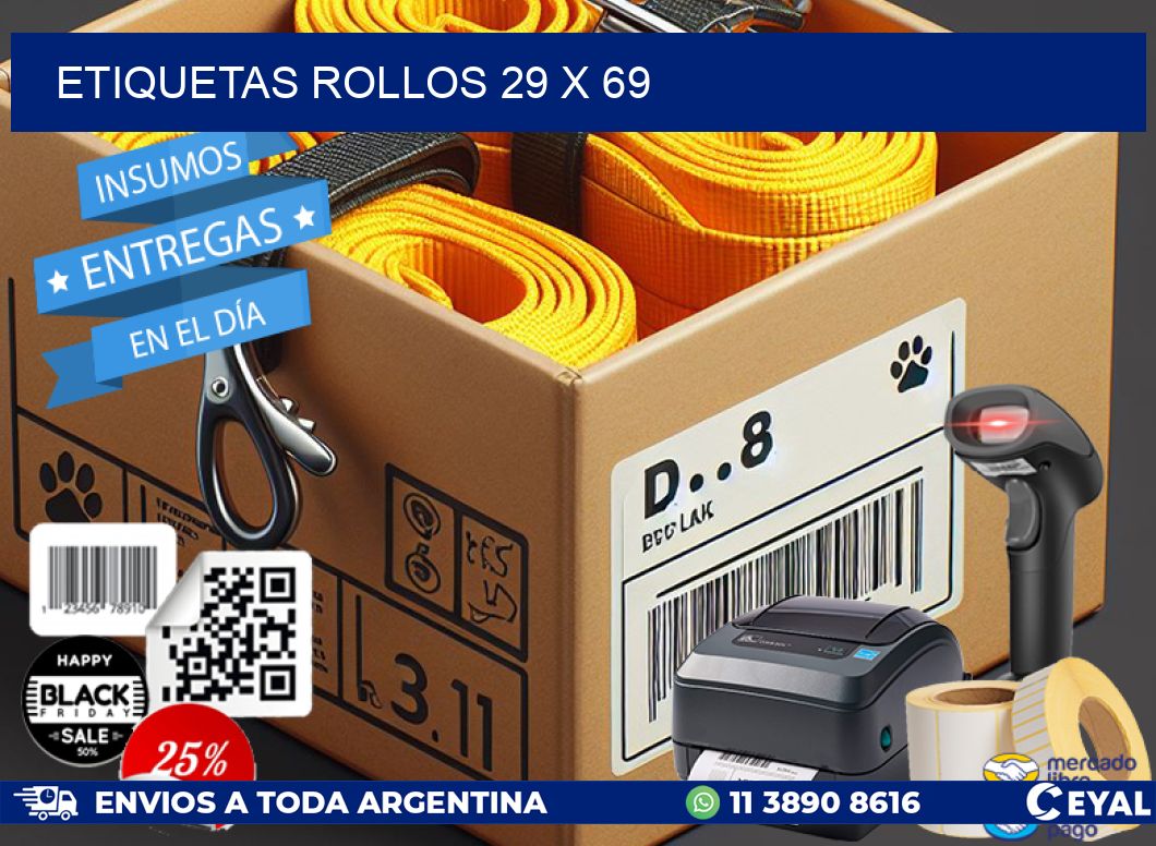 etiquetas rollos 29 x 69