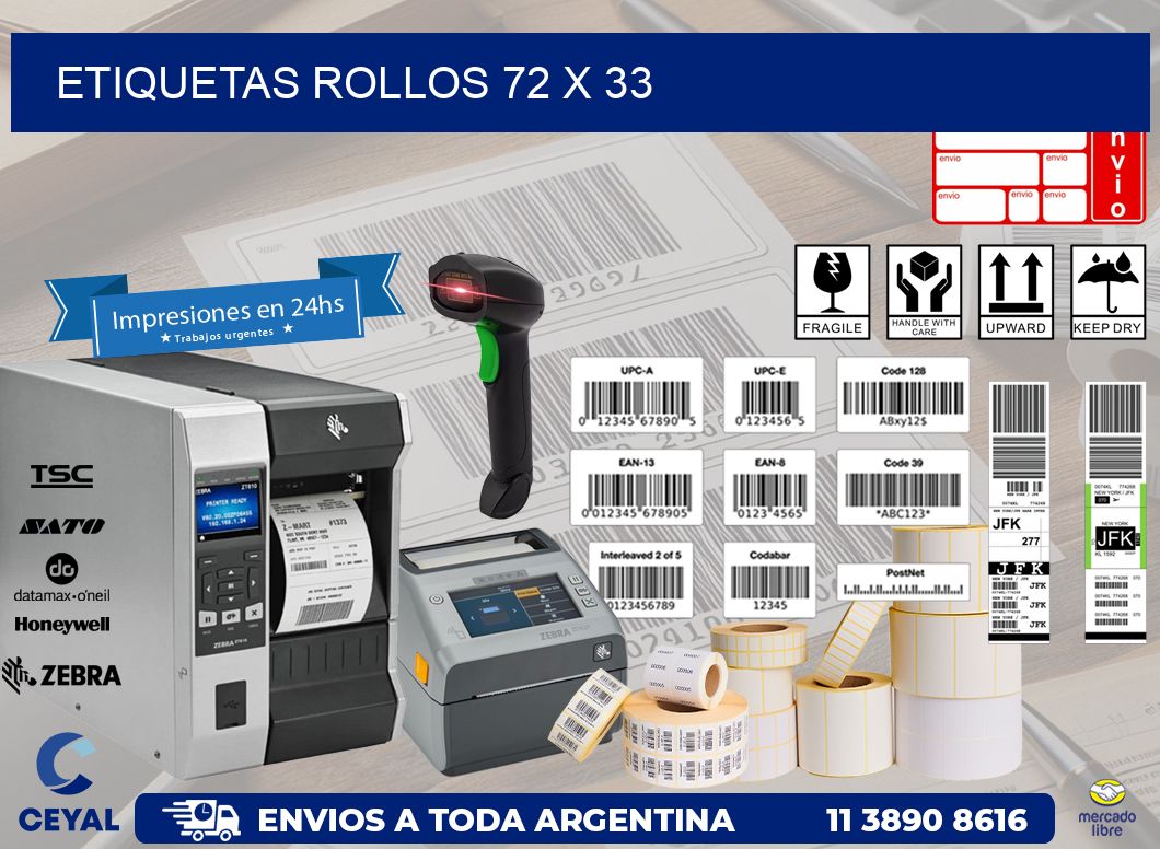 etiquetas rollos 72 x 33