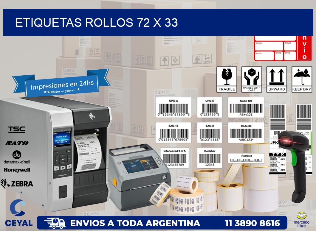 etiquetas rollos 72 x 33