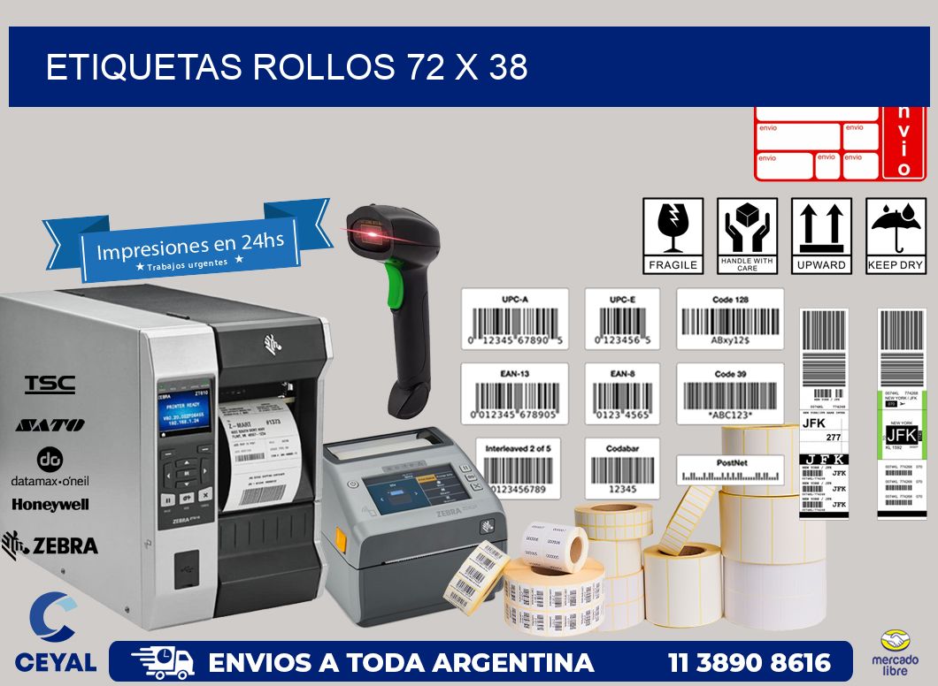 etiquetas rollos 72 x 38