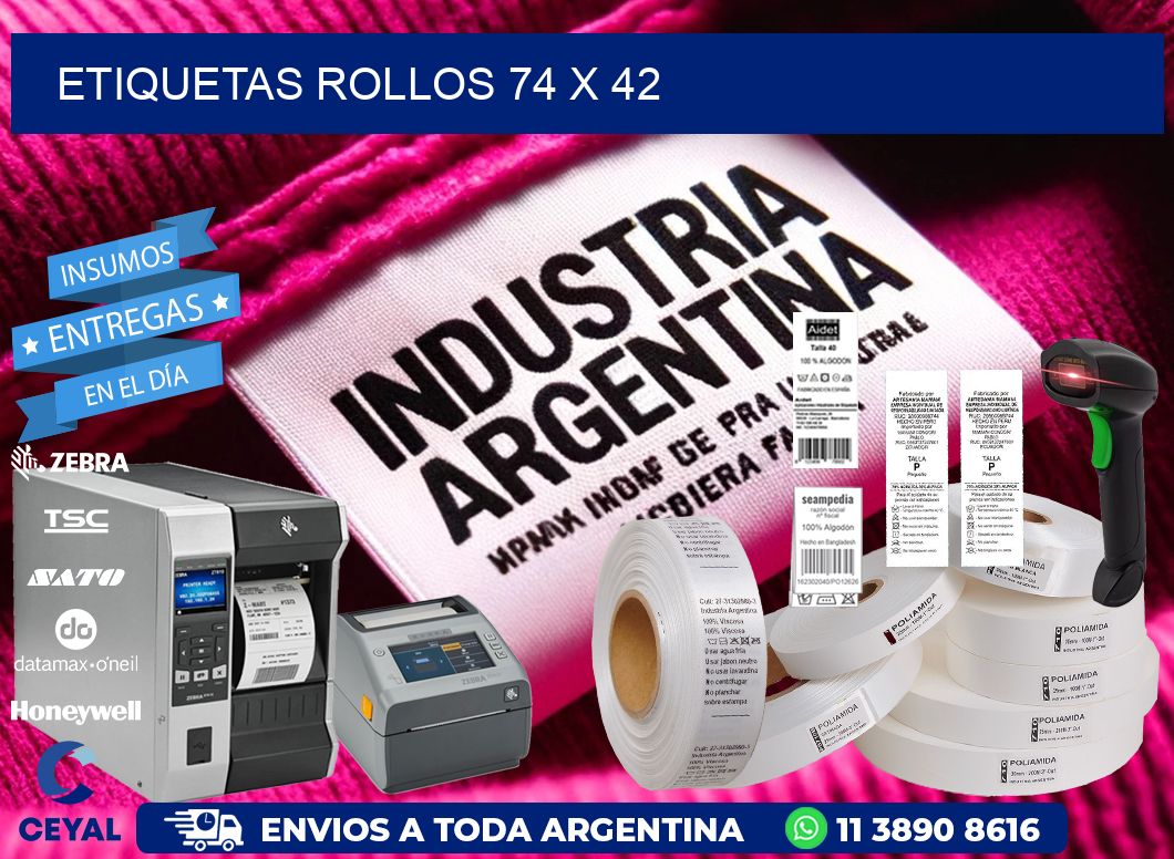 etiquetas rollos 74 x 42