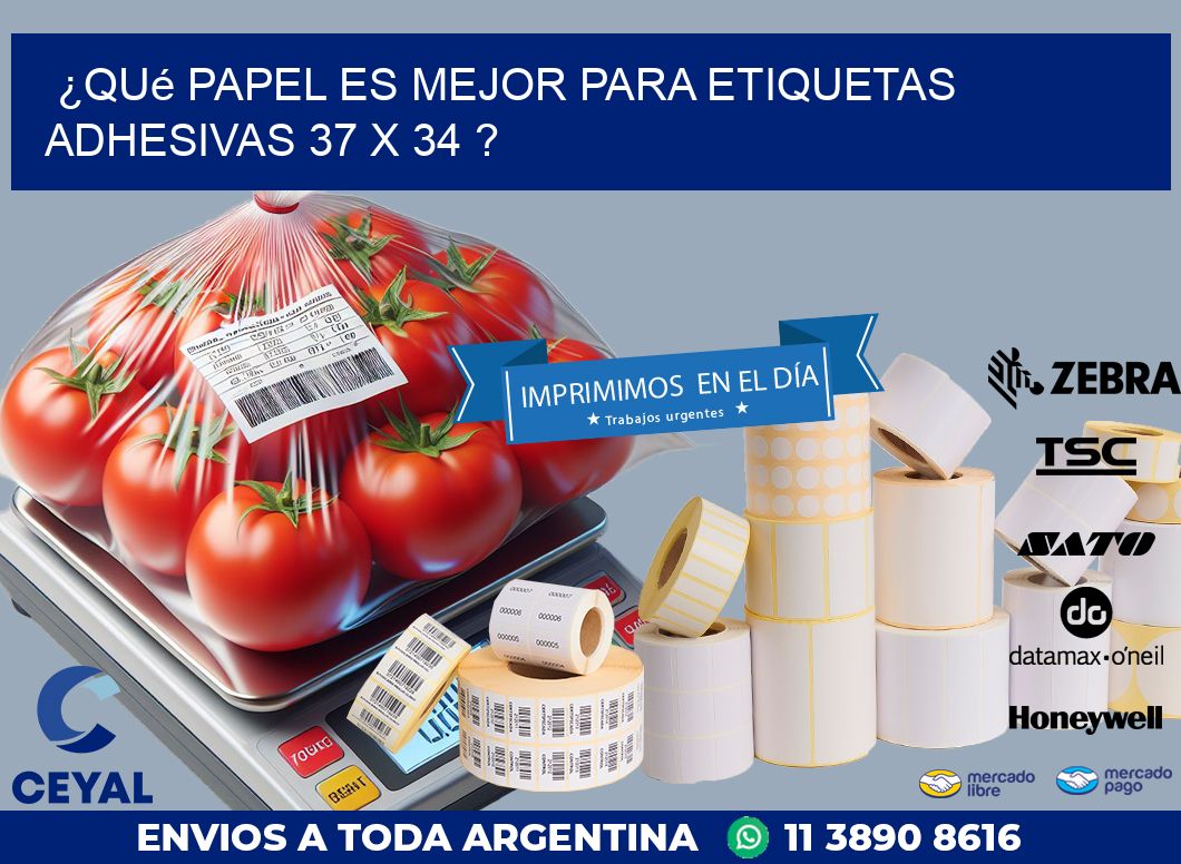 ¿Qué papel es mejor para etiquetas adhesivas 37 x 34 ?