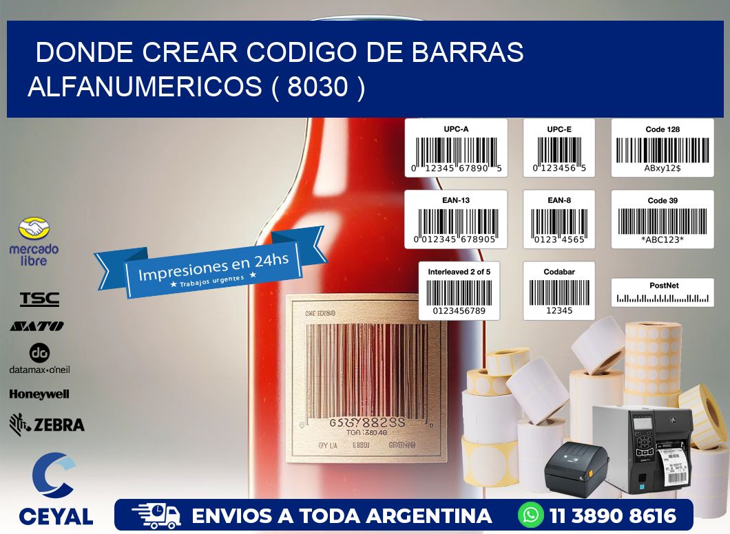 DONDE CREAR CODIGO DE BARRAS ALFANUMERICOS ( 8030 )