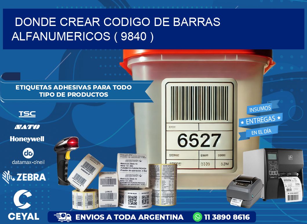 DONDE CREAR CODIGO DE BARRAS ALFANUMERICOS ( 9840 )