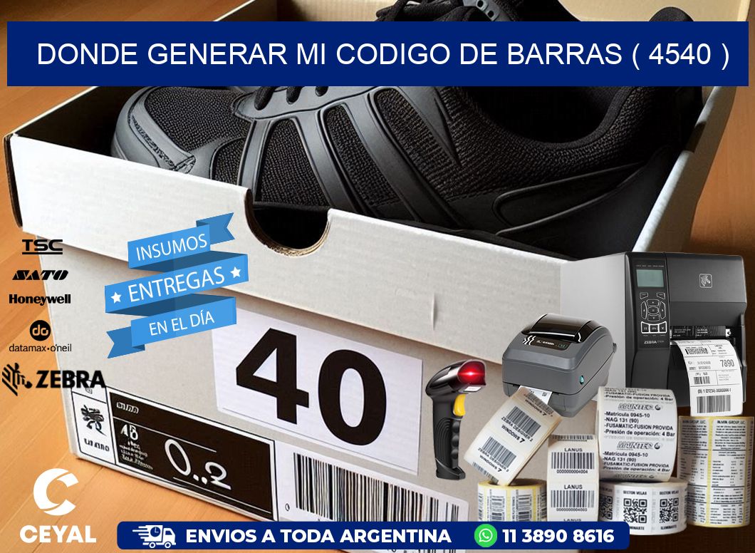 DONDE GENERAR MI CODIGO DE BARRAS ( 4540 )