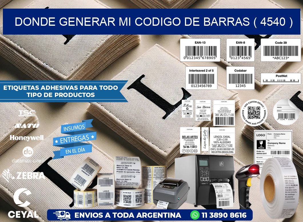 DONDE GENERAR MI CODIGO DE BARRAS ( 4540 )