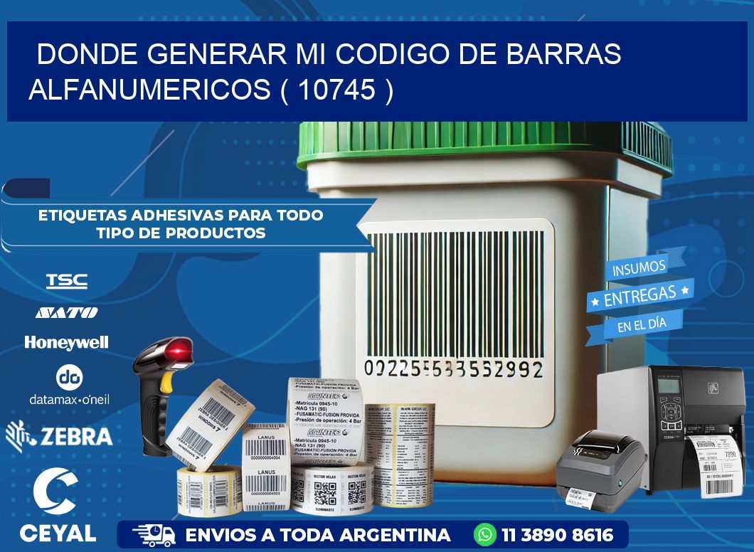 DONDE GENERAR MI CODIGO DE BARRAS ALFANUMERICOS ( 10745 )