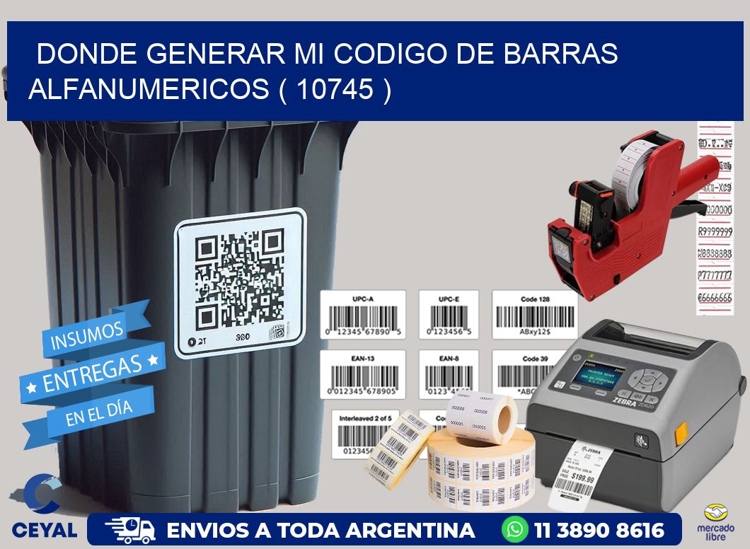 DONDE GENERAR MI CODIGO DE BARRAS ALFANUMERICOS ( 10745 )