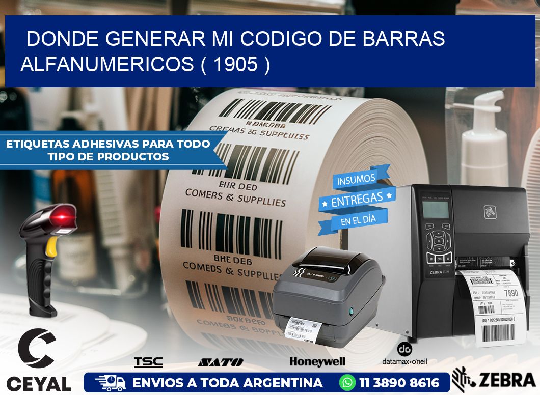 DONDE GENERAR MI CODIGO DE BARRAS ALFANUMERICOS ( 1905 )