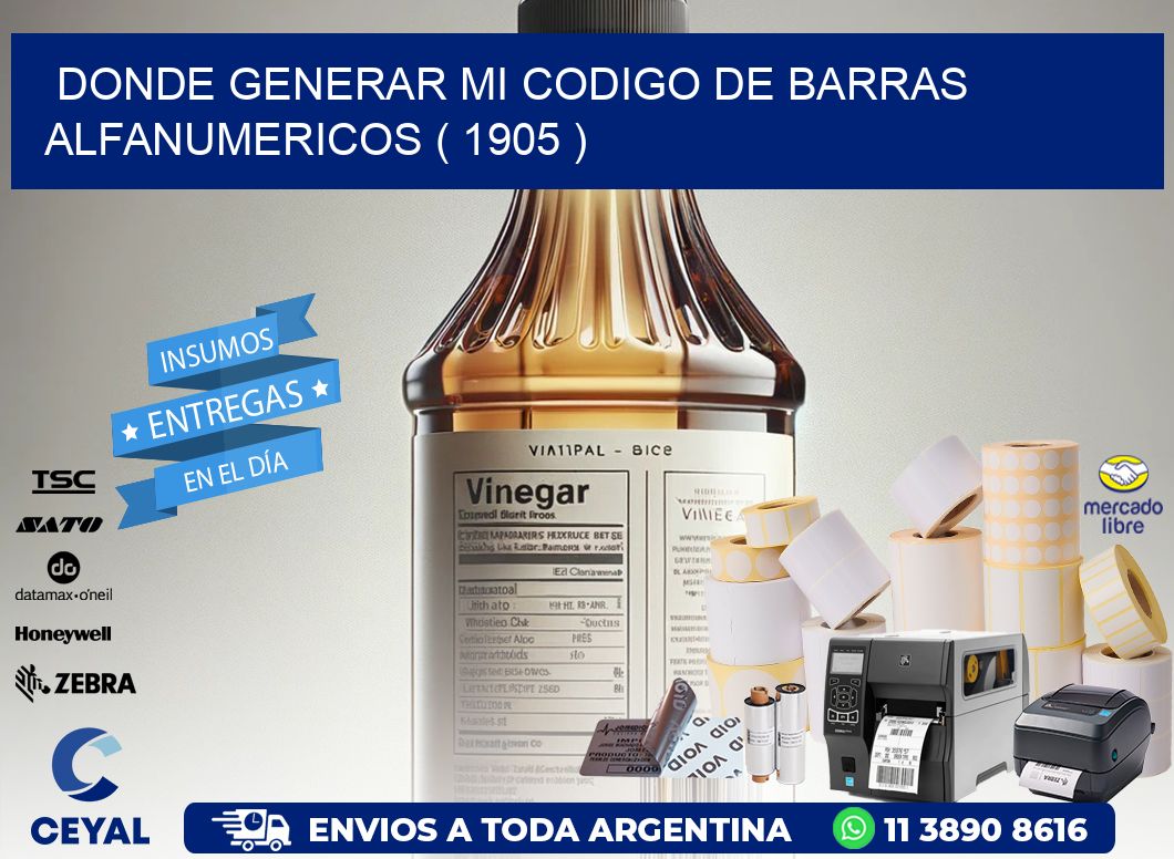 DONDE GENERAR MI CODIGO DE BARRAS ALFANUMERICOS ( 1905 )