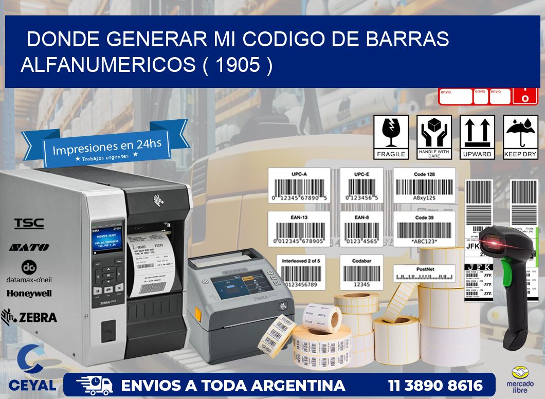 DONDE GENERAR MI CODIGO DE BARRAS ALFANUMERICOS ( 1905 )
