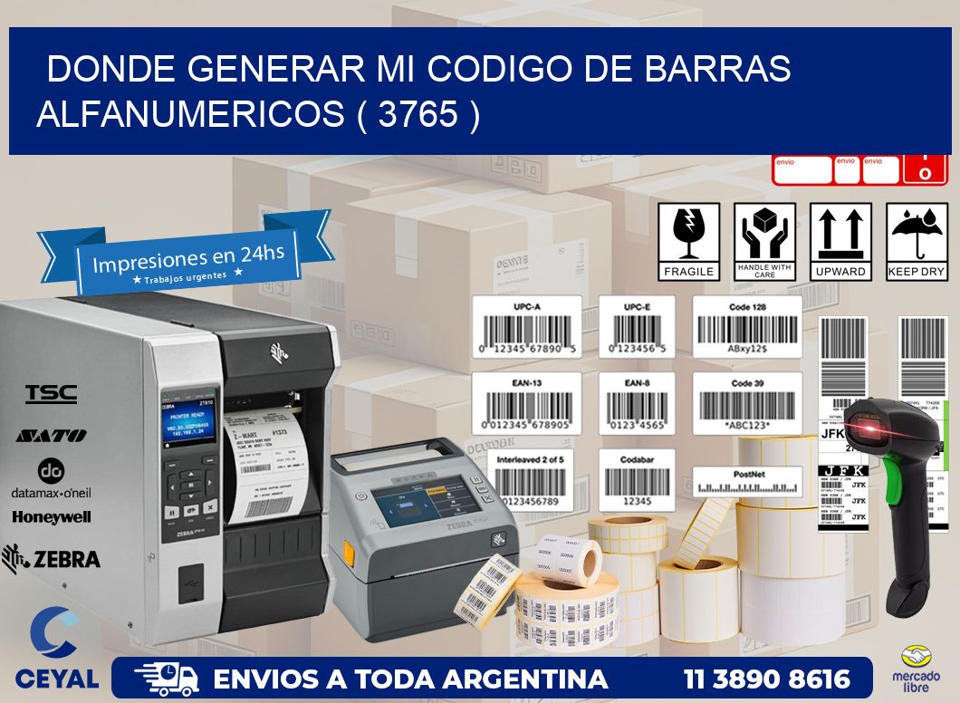 DONDE GENERAR MI CODIGO DE BARRAS ALFANUMERICOS ( 3765 )