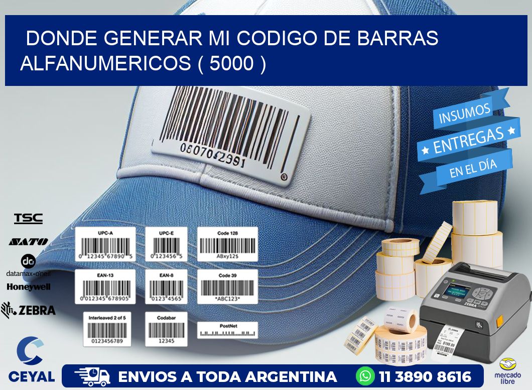 DONDE GENERAR MI CODIGO DE BARRAS ALFANUMERICOS ( 5000 )