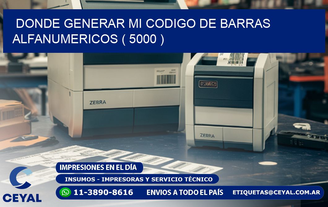 DONDE GENERAR MI CODIGO DE BARRAS ALFANUMERICOS ( 5000 )