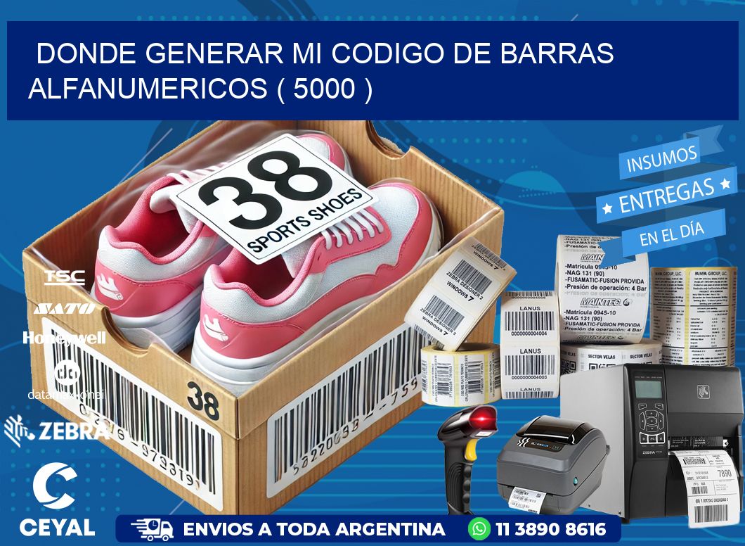 DONDE GENERAR MI CODIGO DE BARRAS ALFANUMERICOS ( 5000 )