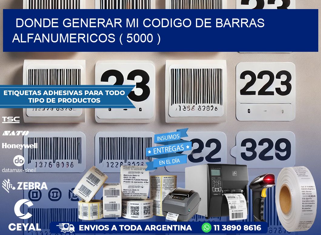 DONDE GENERAR MI CODIGO DE BARRAS ALFANUMERICOS ( 5000 )