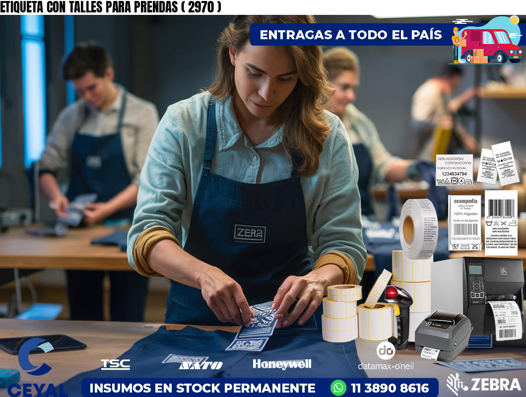 ETIQUETA CON TALLES PARA PRENDAS ( 2970 )