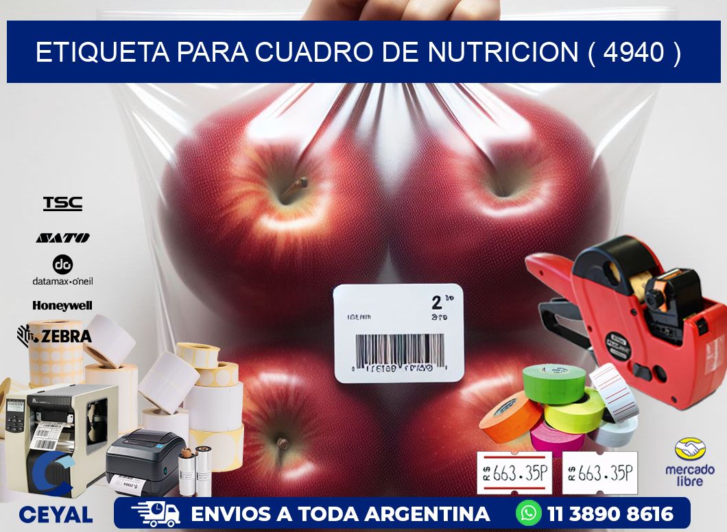 ETIQUETA PARA CUADRO DE NUTRICION ( 4940 )