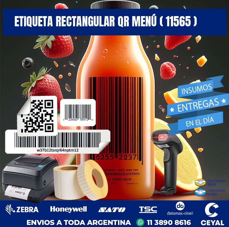 ETIQUETA RECTANGULAR QR MENÚ ( 11565 )