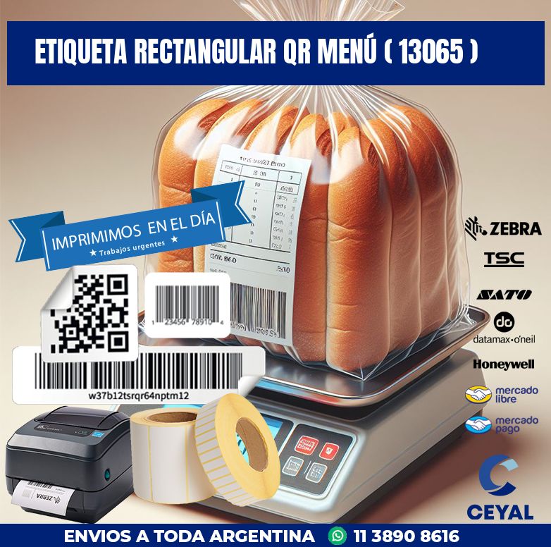 ETIQUETA RECTANGULAR QR MENÚ ( 13065 )
