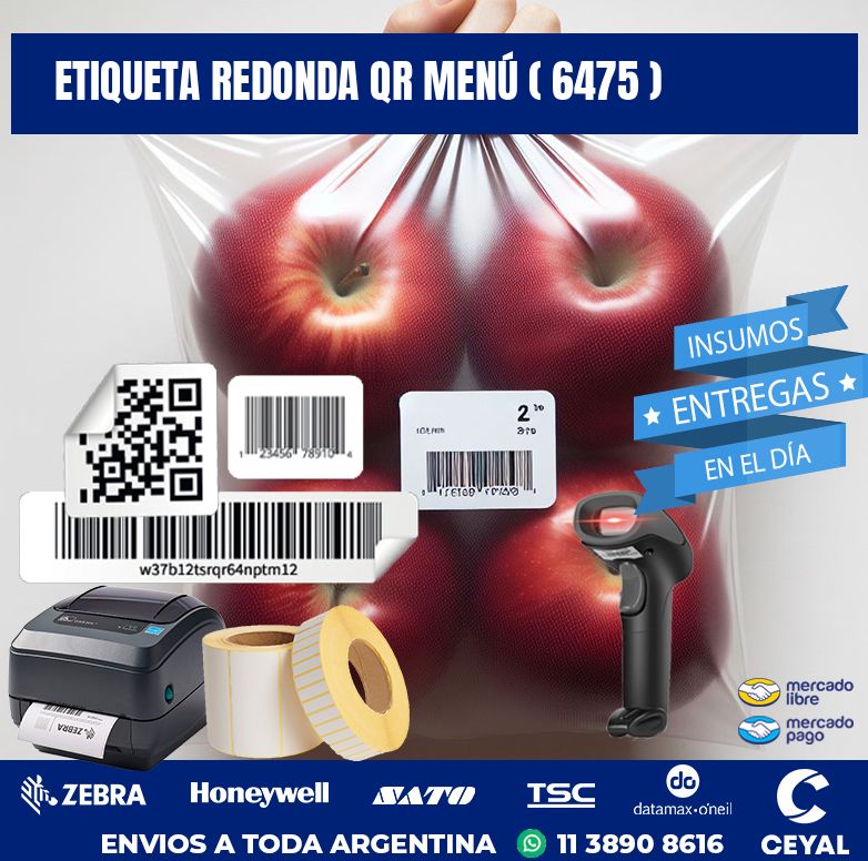 ETIQUETA REDONDA QR MENÚ ( 6475 )