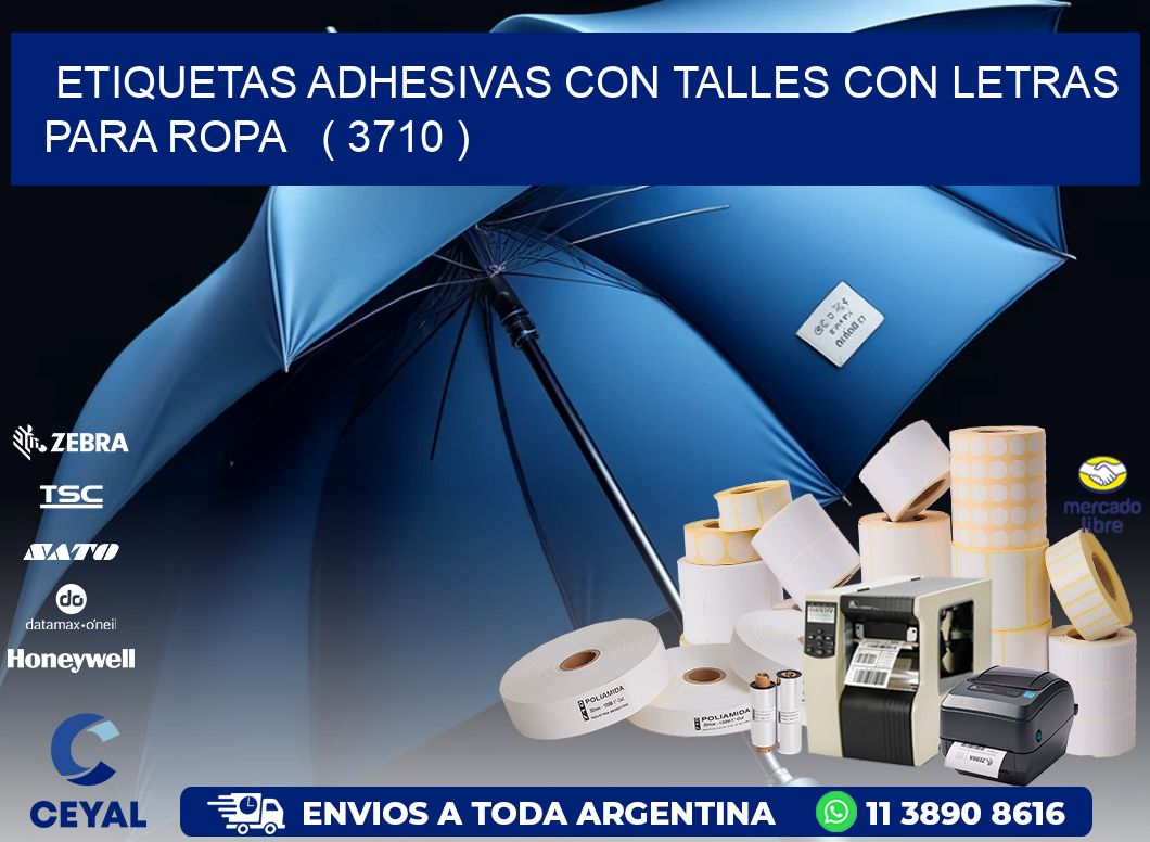 ETIQUETAS ADHESIVAS CON TALLES CON LETRAS PARA ROPA   ( 3710 )