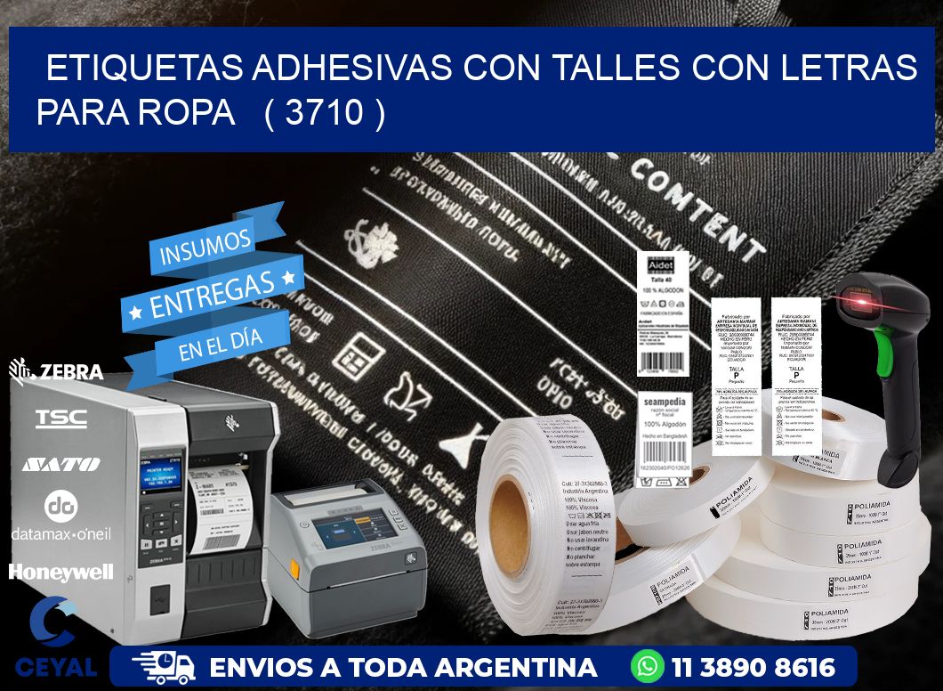 ETIQUETAS ADHESIVAS CON TALLES CON LETRAS PARA ROPA   ( 3710 )